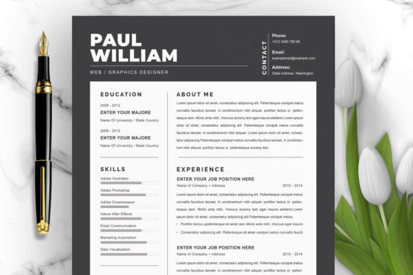 Black Resume Templates with Border