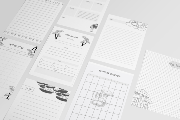 Bring Nature to Your Pages with Mushrooms Canva Planner Templates