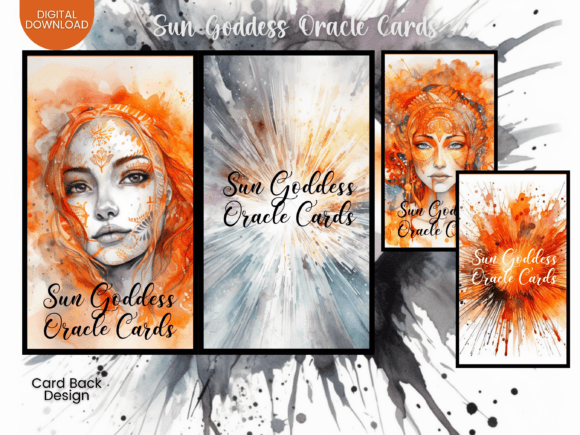 Warm Your Creative Projects with Sun Goddess Oracle Card Templates Orange